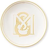 LIFVER 5.25" Ceramic Jewelry Tray, Gold Rim Trinket Dish Jewelry Catchall for Rings, Earrings, Bracelets, Mini Jewelry Bowl for Dresser, Nightstand, Home, Thanksgiving Day Gift for Women (M)