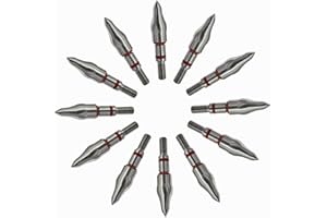 maifield Stainless Steel Archery Field Points, Easy Pull Various Outside Diameter,85/100/125/150/175/200/225/250/275/300 Grains,Screw in Archery Field Tips