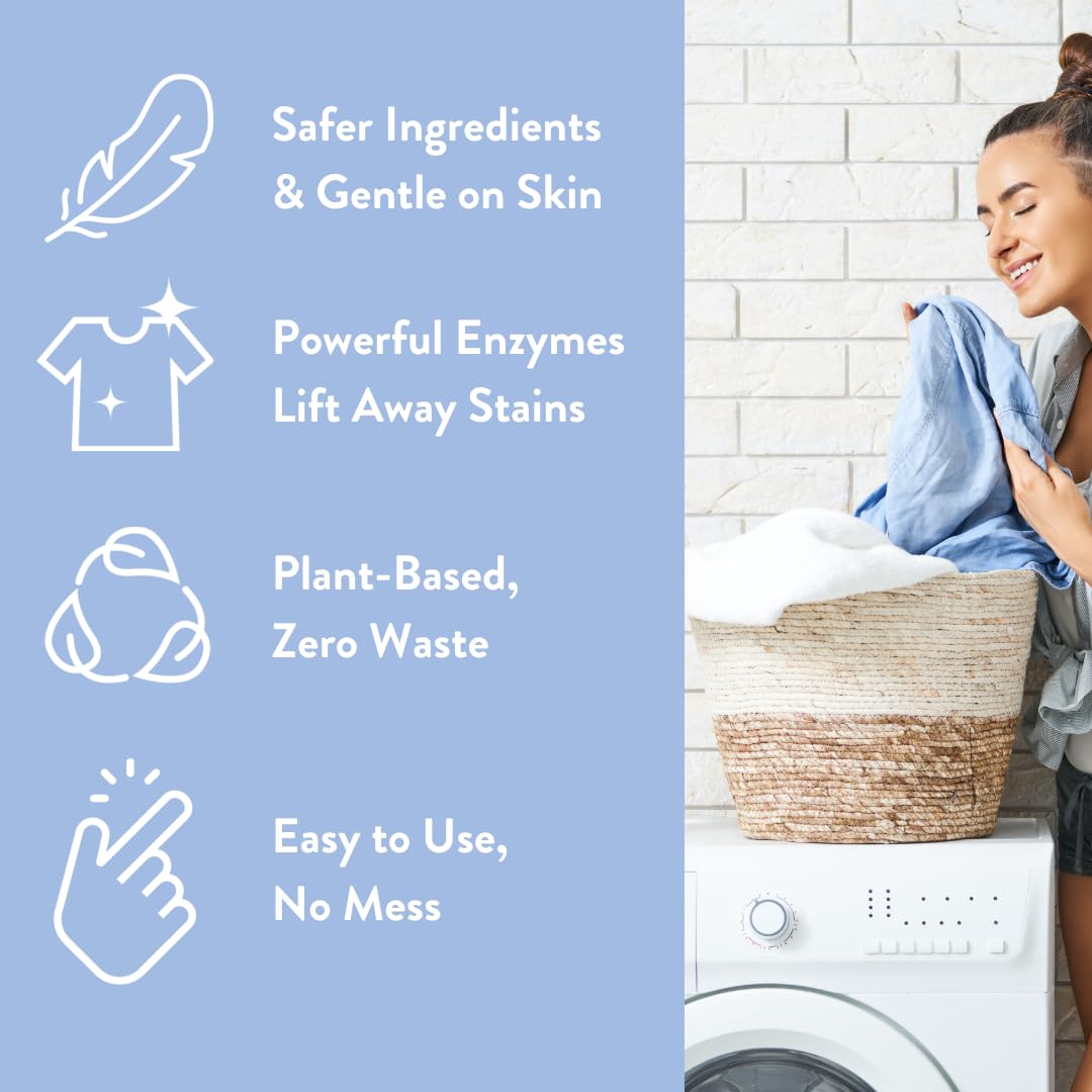 Molly’s Suds Laundry Detergent Sheets | Gentle on Sensitive Skin, Powerful Bio-Based Enzymes, Stain-Fighting | Liquidless & Plastic-Free Packaging | 120 Loads (Ocean Mist)