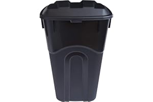 United Solutions 32 Gallon Outdoor Waste Garbage Bin with Attached Lid, Heavy-Duty Handles, Snap Lock , Wheeled Trashcan, Black