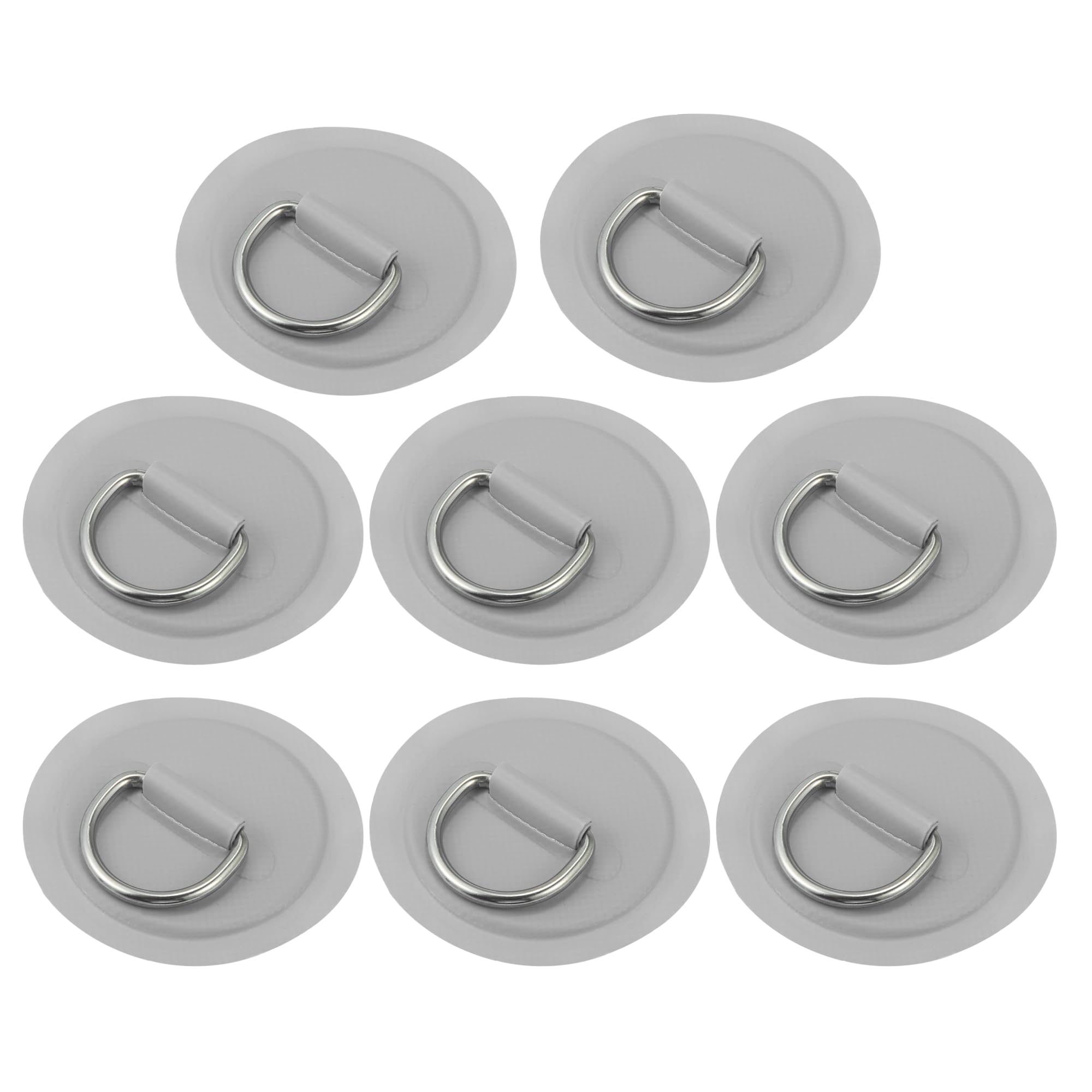 X AUTOHAUX 8pcs 8cm Gray D Ring Patch Pad PVC Stainless Steel for Surfboard