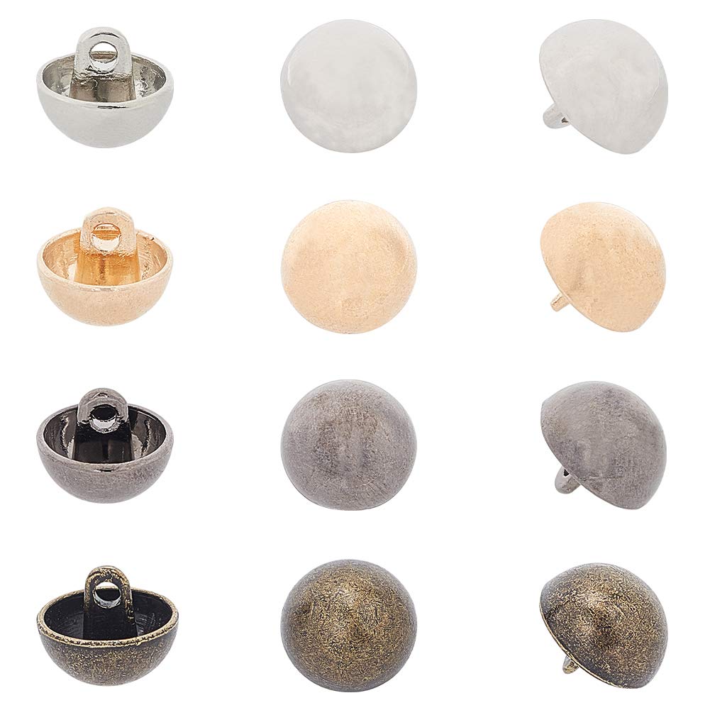 NBEADS 80 Pieces Alloy Sewing Buttons, 4 Colors Dome Blazer Buttons Shank Buttons for Coats Suits Sewing Crafts