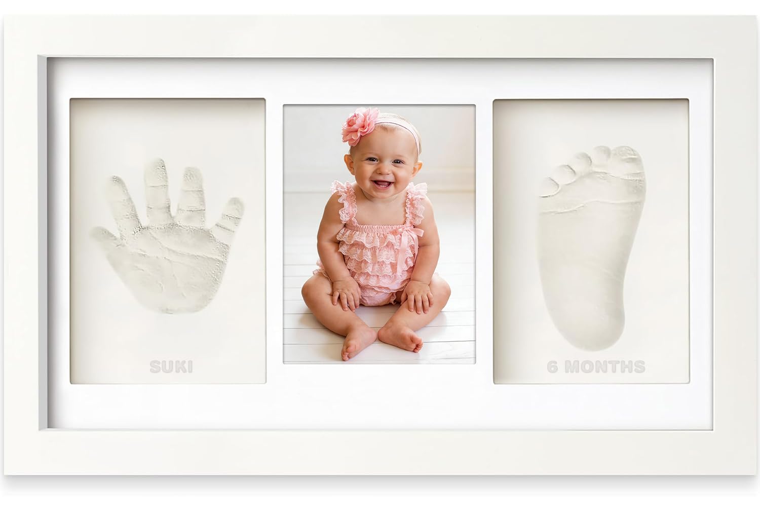 Yiukou Baby Handprint Footprint Kit Keepsake Photo Framed Pictures for Newborn Gifts, Personalized Baby Milestone Gift, Memory Picture Frames for Baby Registry, Nursery Decor