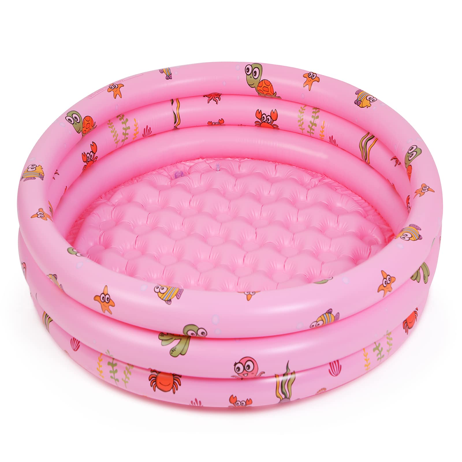 Highttoy Paddling Pool for Kids, 51 Inch Round Inflatable Baby Pool Outdoor Garden Water Play Swimming Pool Toys for Girls Toddlers Kids Pool Durable PVC 3 Individual Air Chambers, Pink(130 x 40cm)