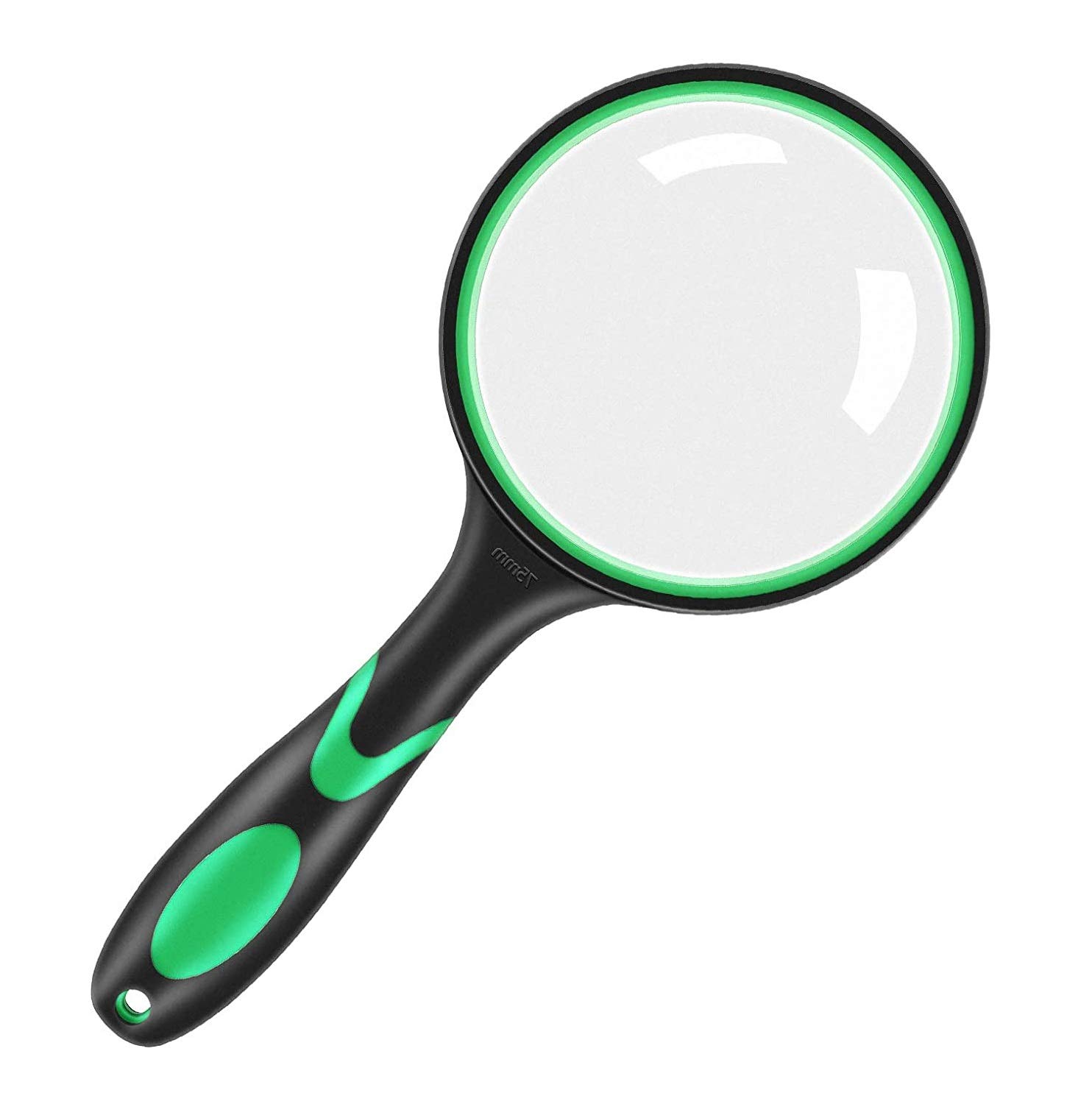 kuou Magnifying Glass, 10X Handheld Reading Magnifier 75mm Magnifying Lens with Non-Slip Soft Rubber Handle Shatterproof Magnifying Mirror for Reading Repair Observation — image 1
