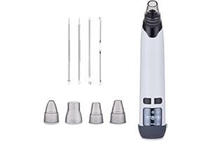 XAMOCA Blackhead Remover Pore Vacuum, Blackhead Extractor Pore Vacuum with Hot Compress, Facial Pore Cleaner-4 Suction Powe & Probes, USB Rechargeable LED Display Pore Cleaner Tool (White1)