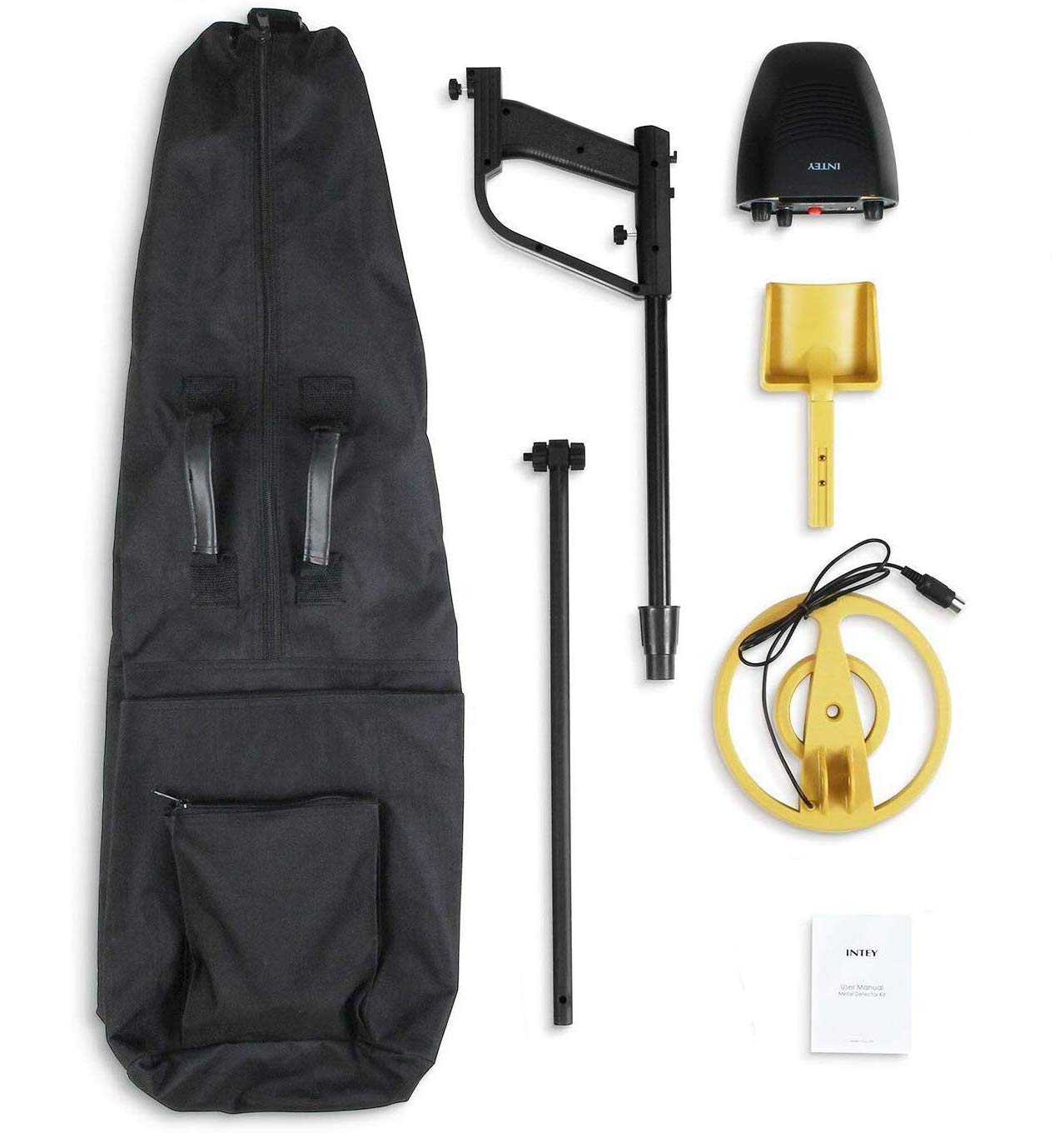 INTEY Metal Detector - GC-1039 Detector with ALL-METAL/DISC/PINPOINT Functions, Adjustable Volume & Rod (30.7-42.5 in) for Adults and Kids, High Sensitivity & Waterproof Coil for Outdoor Treasure Hunt