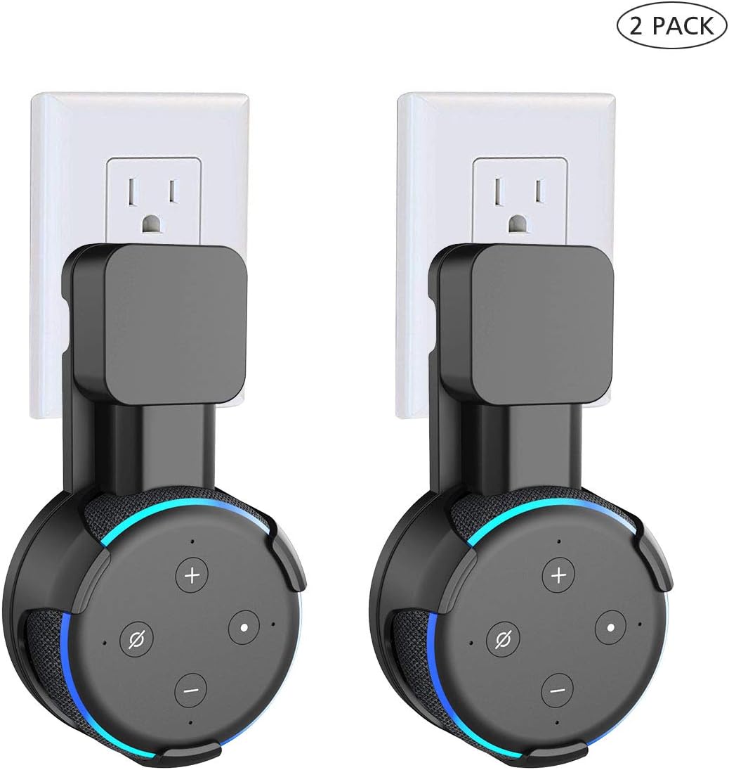 2 Pack Echo Dot Holder - Compatible with Echo Dot 3rd Generation Wall Mount, Built-in Cable Management, A Space-Saving Solution - Black