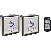 Olideauto Wireless Wired Handicapped Push Button 2PCS,Work with Door Opener Automatic 4.5'' Square Stainless Steel Push Panel Olide-510,WIFI Function,Workable with Alexa,Google Assistant and Phone APP