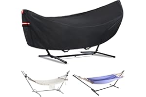 BETERNY Waterproof 10 FT Hammock Cover, 210T Sun Rain UV Dust Snow Protection Outdoor Hammock Covers with Windproof Straps & Soft Cotton Lining for Hammock with 55 inch Spreader Bars