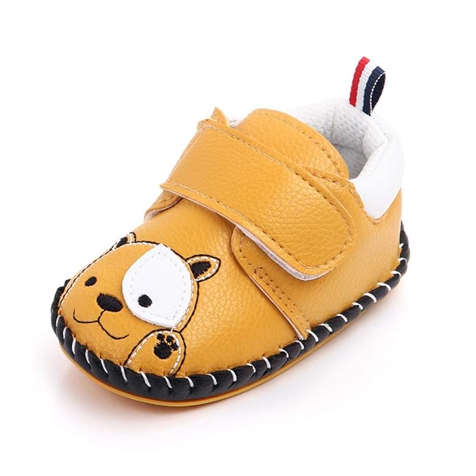 Baby Boys Girls Pu Leather Hard Bottom Walking Shoes Toddler Rubber