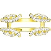 Blongme Ring Enhancer for Engagement Rings Vintage Guard Wrap Wedding Band for Women 925 Sterling Silver Cubic Zirconia Cz Size 5-10