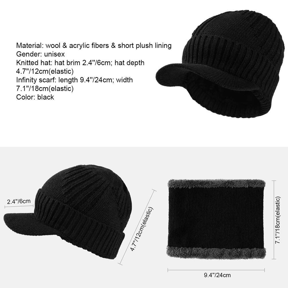 VBIGER Gorro y Bufanda de punto Invierno Hombre y Mujer Caliente Sombreros de Invierno para Aire Libre Sport
