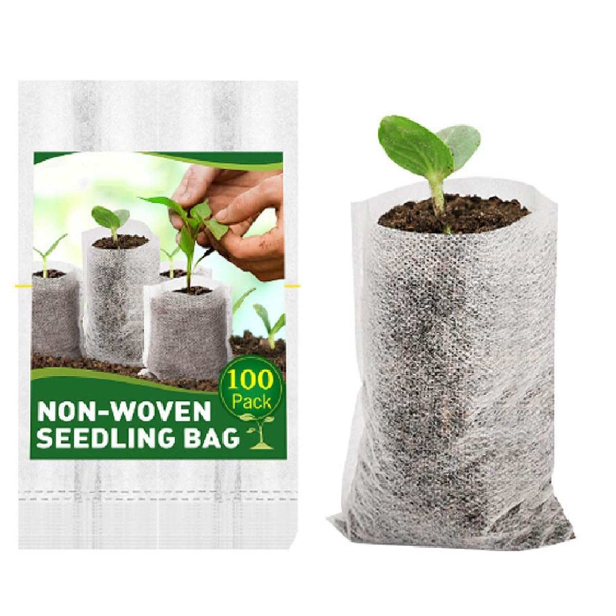SagaSave 100 Pcs Plant Nursery Bags, Biodegradable Non-woven Seed Seedling Bags Plant Seed Pots Raising Plants Pouch 6 x 18 CM / 2.36 x 7.09 Inch