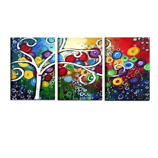 I Colori Del Caribe Quadri Moderni Trittici Olio Su Tela Dipinti A Mano Albero Blu Rosso Giallo Quadro Trittico Moderno Colorati Alta Qualita Made In