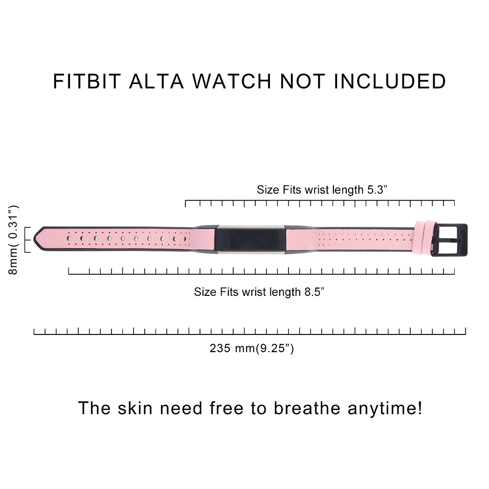 Fitbit Alta HR /Alta Bands for Men&Women, greatgo Replacement Leather TPU Wristbands Accessories Adjustable Sport Small Breathable Strap with Metal Buckle Clasp for Fitbit Alta Fitness Tracker (Pink)