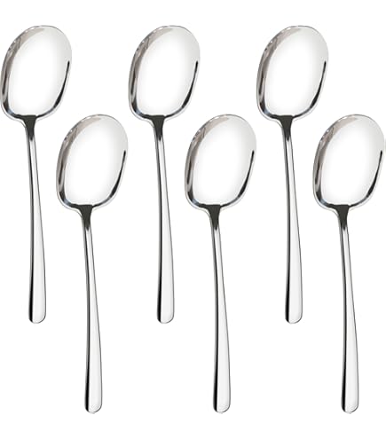 Lot De 4 Grandes Cuillères à Soupe En Acier Inoxydable - Cuillères Rondes à Manche Court Pour Restaurant