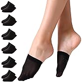 Yilanmy Toe Socks for Women 6 Pairs, Half Socks for Heels No Show Liner Toe Topper Cover Mule Sock Non-Skid Bottom