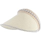 Sun Visor Wide Floppy Summer Straw Caps Bowknot Beach Sun Hats Empty Tops Caps Boonie Hat Bucket sombreros Wide Sun Hats Girl Miss Pearl hat Imitation Pearls White