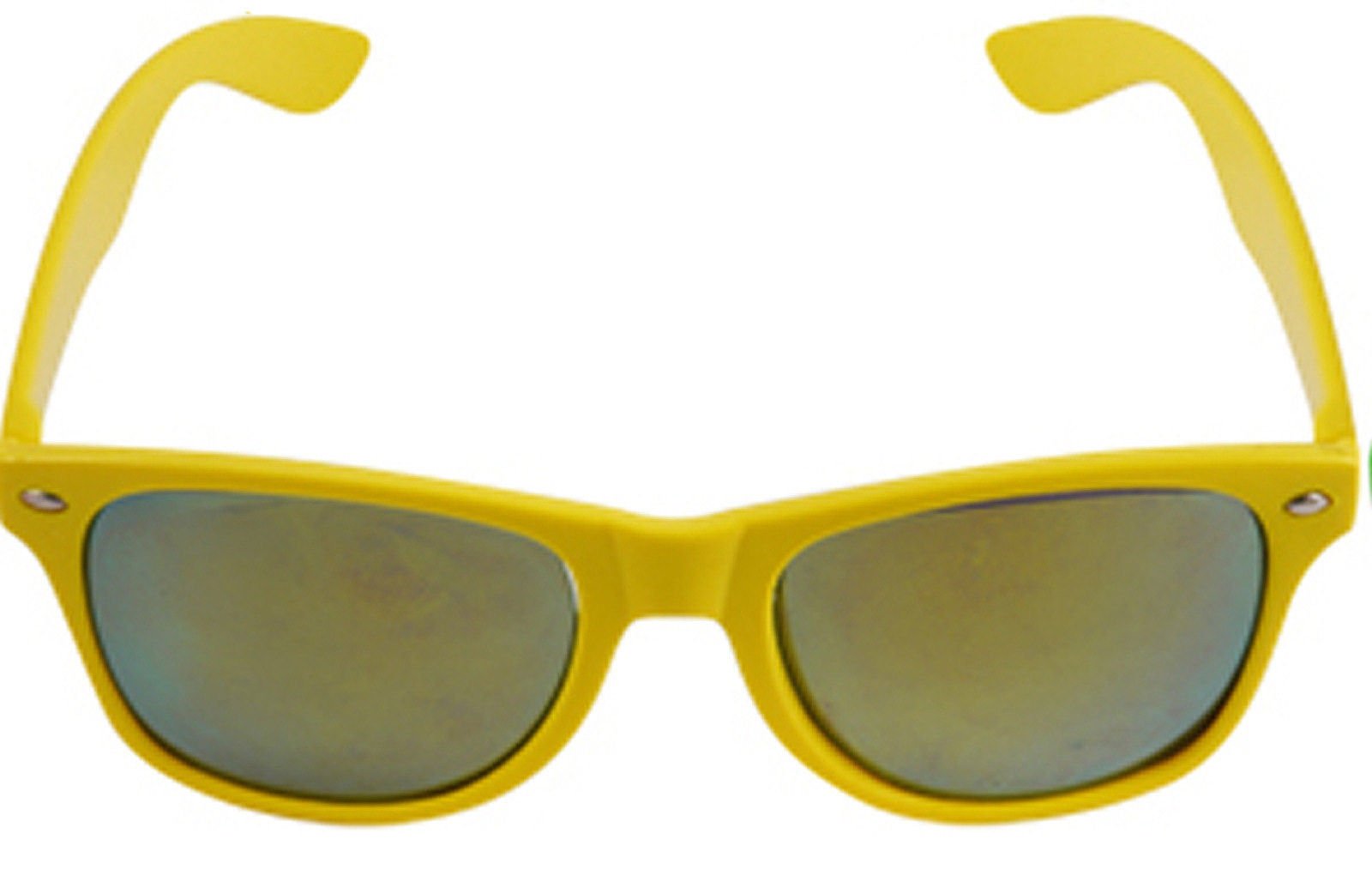 uberfun Mirror Lens Neon Colour Adult Sunglasses Glasses Novelty Fancy Dress Retro Party (Yellow)
