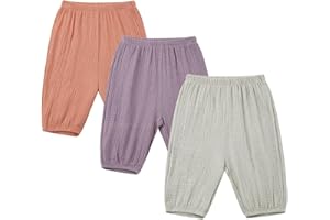 God Sweet 3 Pack Toddler Summer Loose Cotton Gauze Capris Pants