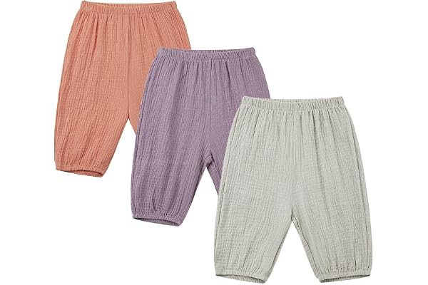 God Sweet 3 Pack Toddler Summer Loose Cotton Gauze Capris Pants