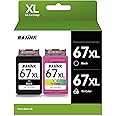 BAIINK Remanufactured Ink Cartridge Replacement for HP Ink 67 67XL Black Color Combo for 2700 2700e 2752 2755 2755e 2855e 4100 4100e 4155 4155e 4255e 6000 6055e 6055 6400 6458 6458e 6455e Printer