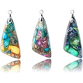 Flemtai Natural Imperial Jasper Pendant,Gemstone Links Charms for DIY Jewelry Making Unique Gemstone Pendant for Necklaces, Bracelets, Earrings