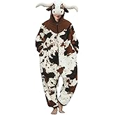 BWVQNO Cow Costume Adult, Cow Onesie Pajamas for Women, Halloween Christmas Cosplay Costume