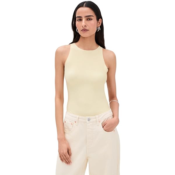 (取寄) コマンドー レディース バター クルーネック タンク ボディスーツ Commando women Butter Crewneck Tank Bodysuit White commando Women's Butter Crew Neck Tank Thong Bodysuit, Sun, XS at