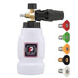 Tool Daily Foam Cannon, 1/4 Inch Quick Connect, Power Washer Foam Cannon with 5 Pressure Washer Nozzles,1 Liter