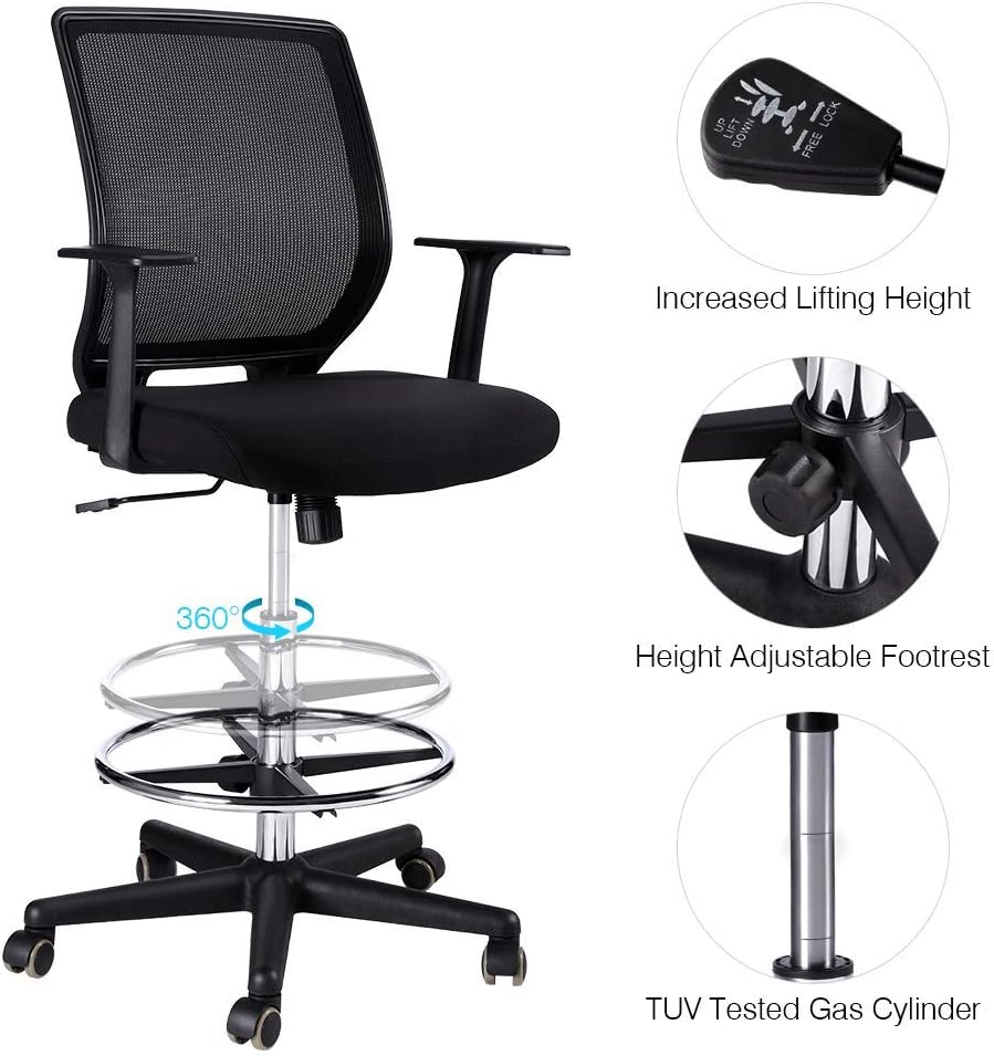 Schreibtischstuhl mit verstellbarem Hocker Nylon-Silent-Rad Höhe 118,5