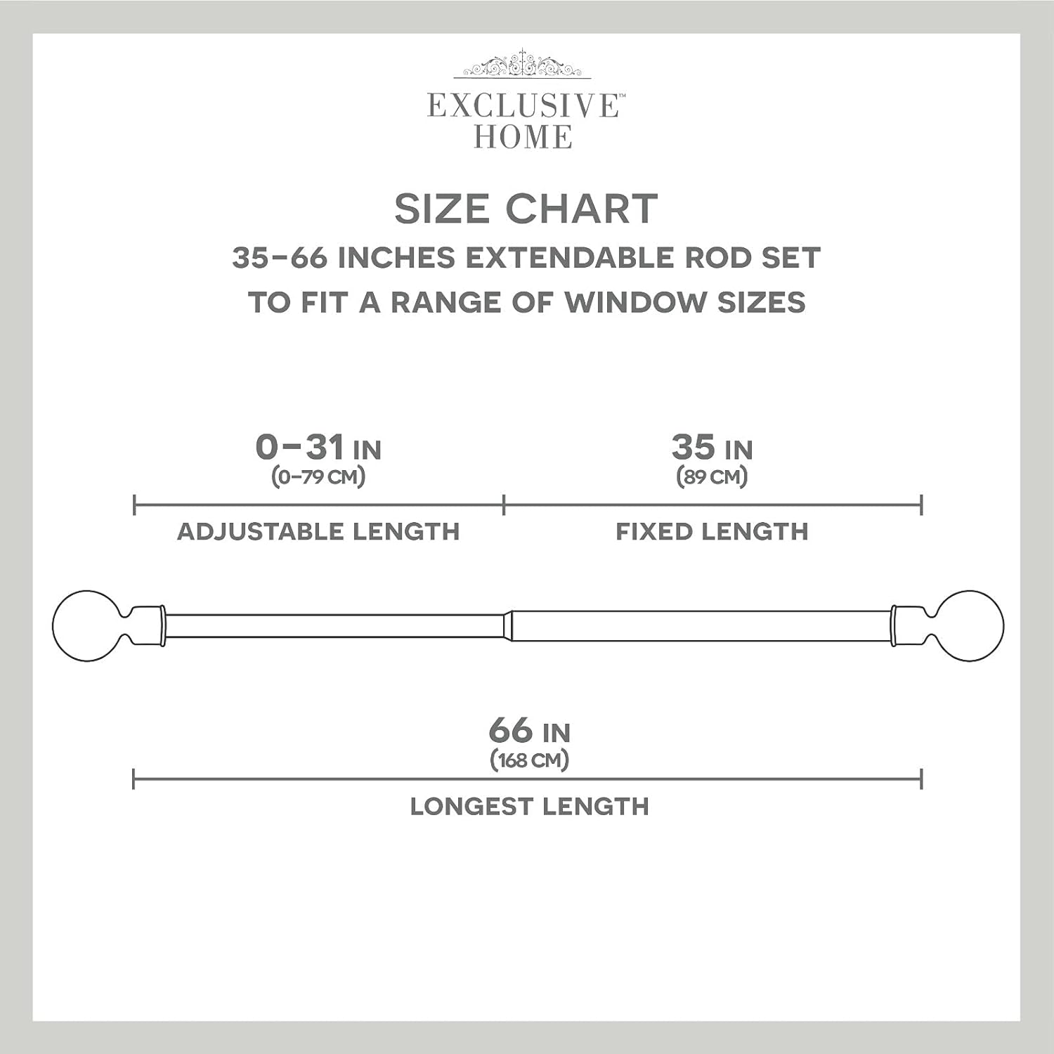 Exclusive Home Curtains Hillhurst Window Curtain Rod and Finial Set, 35"-66", Off White: Home & Kitchen