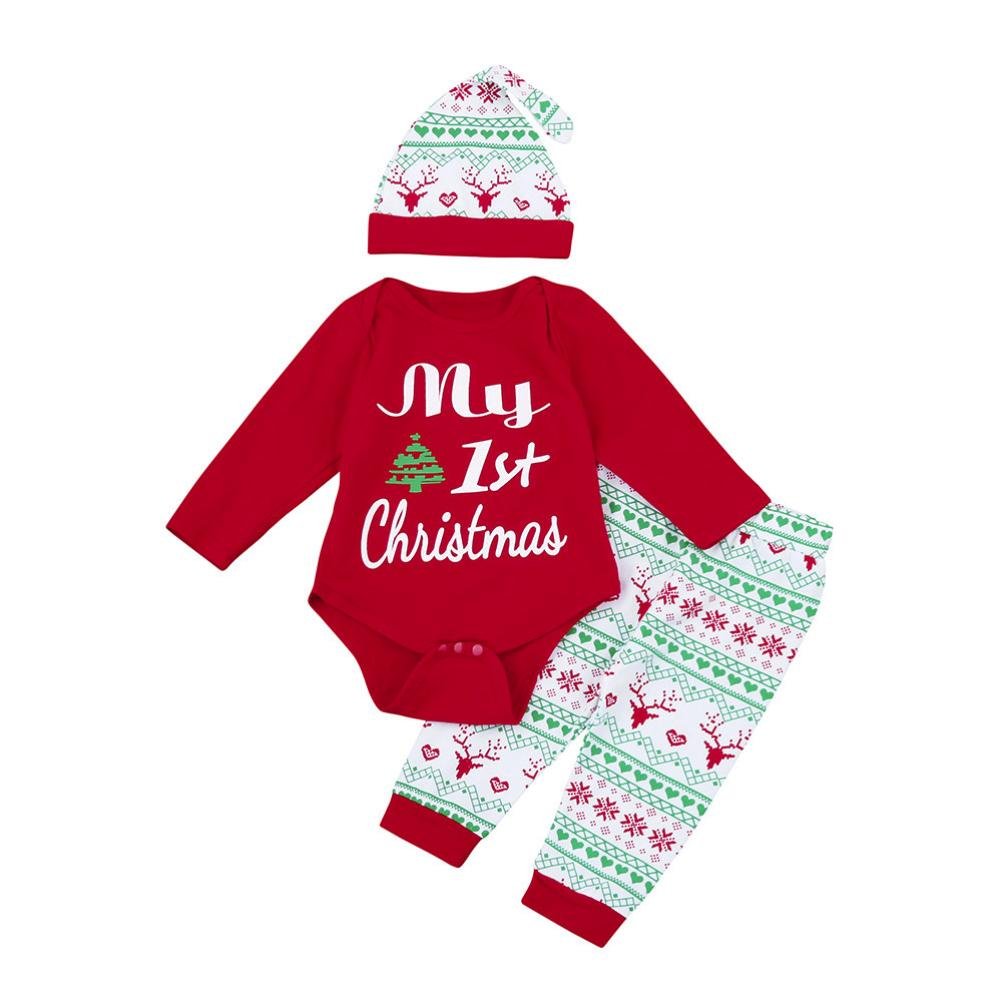 sunnymi 3Pcs My First Christmas Santa Clothes Set Toddler Newborn