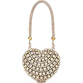 Sweetovo Small Rhinestones Heart Shape Clutch Purses for Women Mini Sparkly Evening Bags for Prom Cocktail Party Wedding