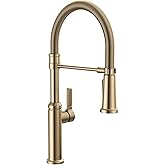 Delta Rhett Pro Style Commercial Kitchen Faucet with Pull Down Sprayer, Single Hole Brushed Gold Kitchen Sink Faucet, Single Handle, Champagne Bronze 18829-CZ-DST