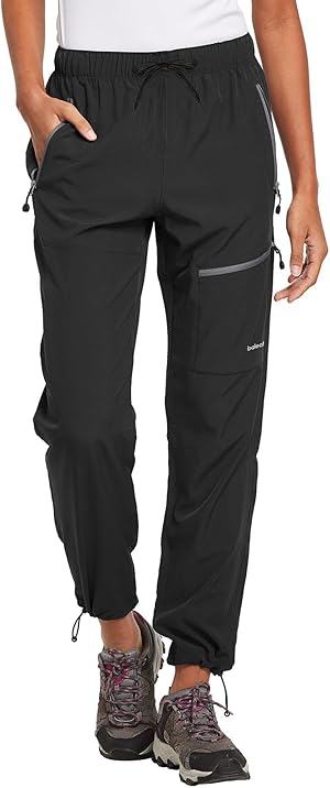 baleaf Damen Outdoorhose Wanderhose Wasserdicht Schnelltrocknend Leicht Trekkinghose Capris UV Schutz UPF 50 Funktionshose mit Reißverschlusstasche