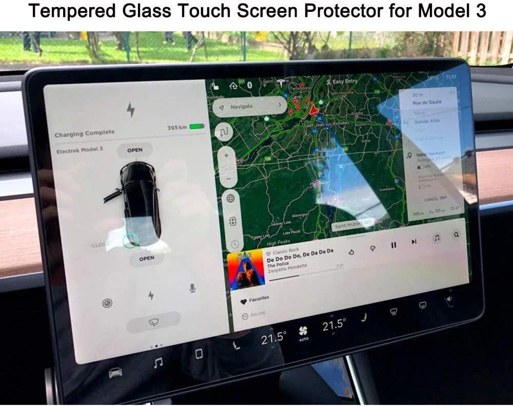 BMZX Model 3 Screen Protector, Anti-Fingerprint Anti-Glare Anti-Scratch HD Clear Toughened Glass Navigation Touch Screen Protector for Tesla Model 3