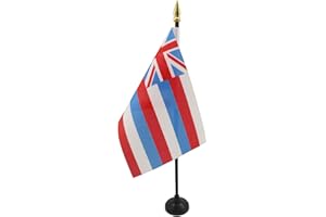 AZ FLAG - Hawaii Table Flag 15x10 Cm - US state of Hawaii Mini Desk Flag 100% Polyester 4'' x 6'' - Office Flag with 25 Cm Po