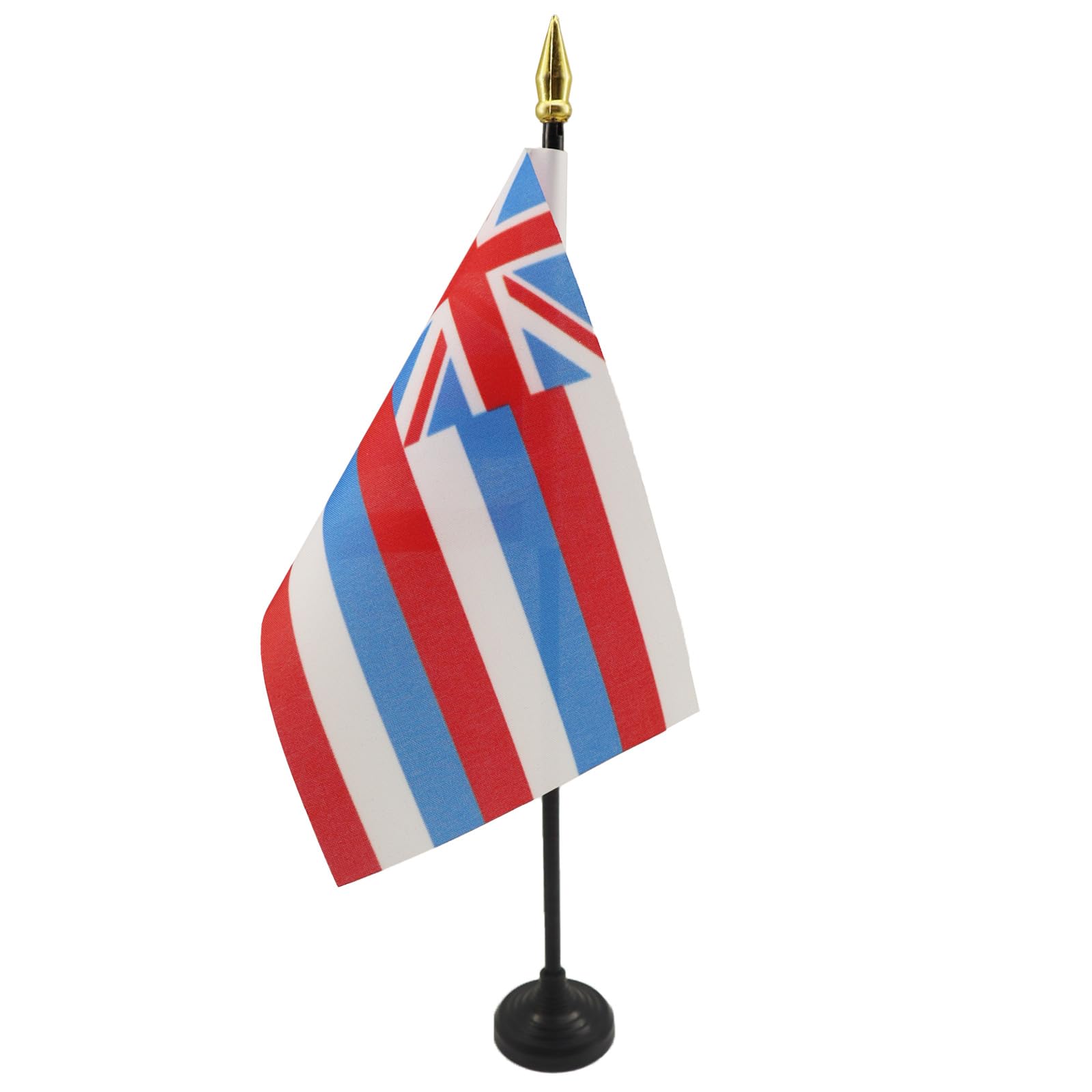 AZ FLAG - Hawaii Table Flag 4'' x 6'' - US state of Hawaii Mini Desk Flag 100% Polyester 15 x 10 cm - Office Mini Banner with 10'' Pole - Golden Spear
