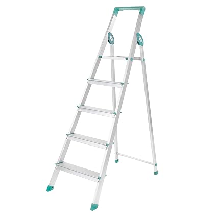 Bathla Prime 5-Step Aluminium Ladder-Teal