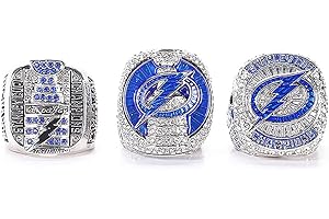 GUANKE 3Pcs Championship Rings Set,Ice Hockey Gifts Compatible for Lightning for Men Women Boys,Tampa Bay Replica Decorations Memorabilia For Party Birthday Merchandise Supplies