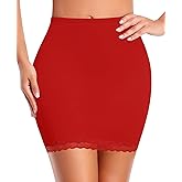 DERCA Half Slips for Women Under Dress Non Cling Lace Trim Slip Skirt Above Knee Underskirt for Dresses