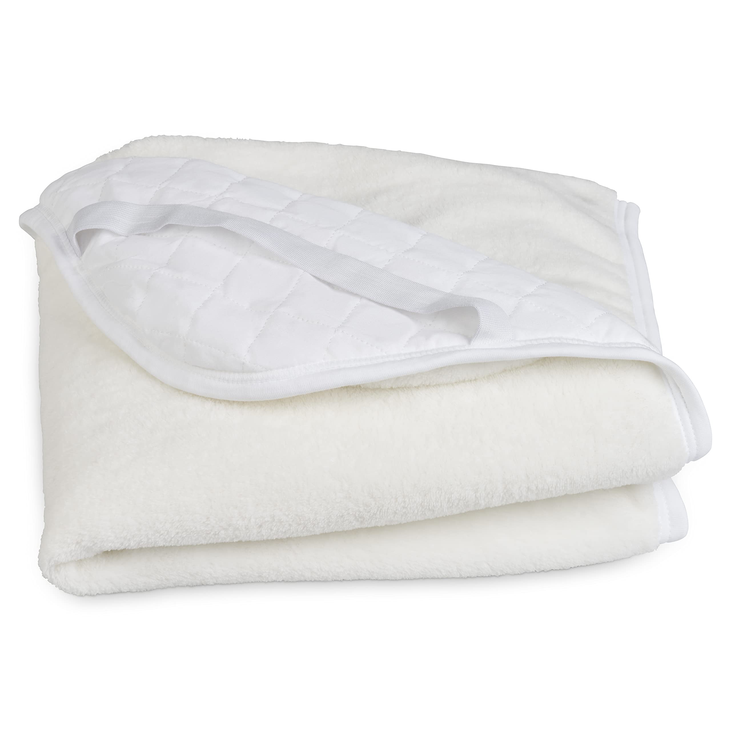 Cot Bed Mattress Topper Protector in Cosy Fleece for Extra Comfort and Warmth - 140 x 70 cm - Reverse Side in Quality Quilting with Corner Straps - Made in Portugal