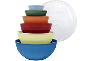 Gourmet Home Products 12 Piece Nested Polypropylene Mixing Bowl Food Storage Set with Lids, Slate Blue