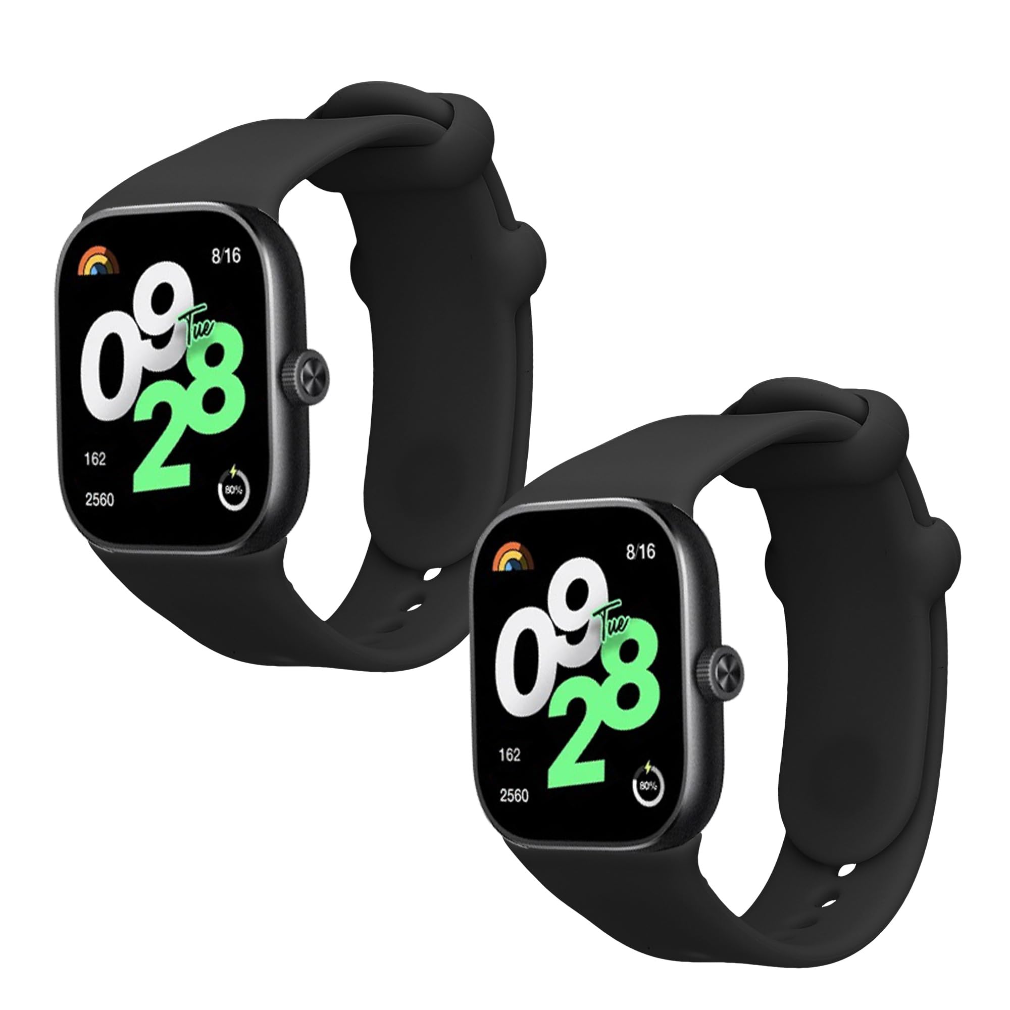 kwmobile 2x Straps for Xiaomi Redmi Watch 4 / Watch 5 / Watch 5 eSIM Watch Strap - Silicone Replacement Watch Strap Set - Replacement Bands Black/Black — image 1