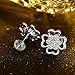 ZHULERY Christmas Jewelry Gifts 925 Sterling Silver Four Leaf Clover and Cubic Zirconia Flowers Clear Button Stud Earrings