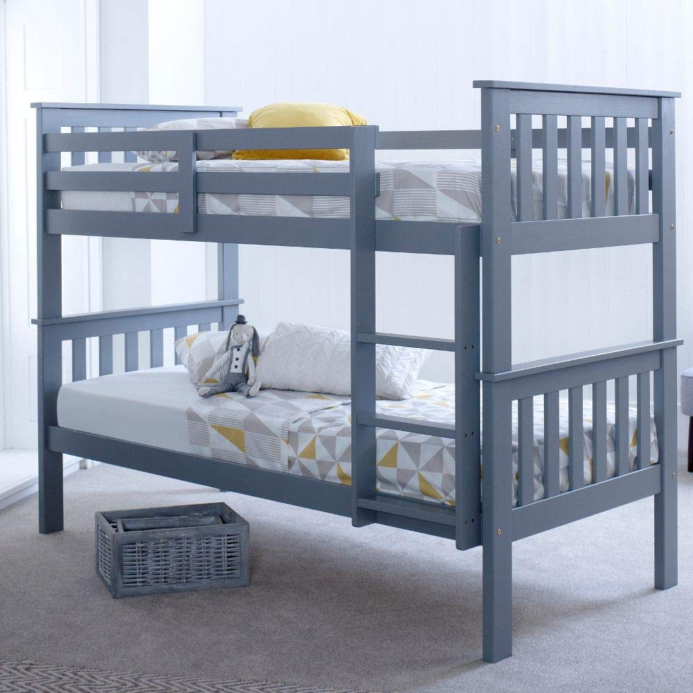 Grey Pine Bunk Bed, Happy Beds Atlantis Wood Traditional Twin Sleeper