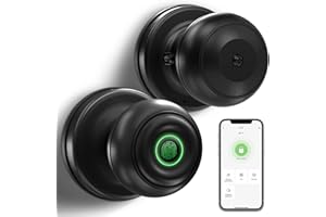 GeekTale Smart Door knob, Fingerprint Smart Lock Biometric Door knob with App Control, Great for Bedrooms,Cloakroom,Apartments Offices,Hotels Matte Black