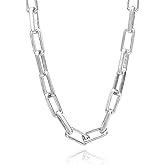 COBI Paperclip Chain Necklace for Women,Beaded Necklace,18K Gold /925 Sterling Silver Plated,Chunky Link Chain Necklace for Daily Wear,Ideal Gift for Her
